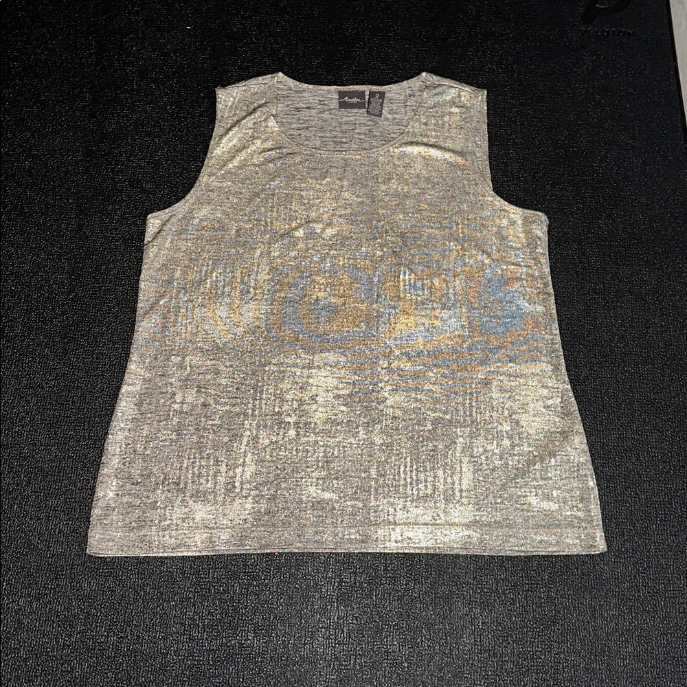 Chico's Travelers Metallic Knit Top size 2